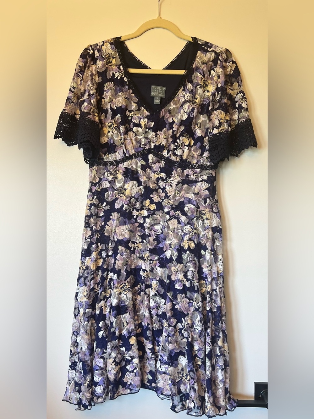 Rabbit Rabbit Rabbit Navy Floral Dress with Lavender and Cream Accents